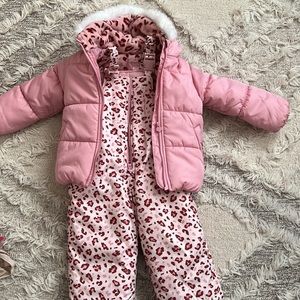Carter's Pink Leopard Print Jacket and Snowsuit Set